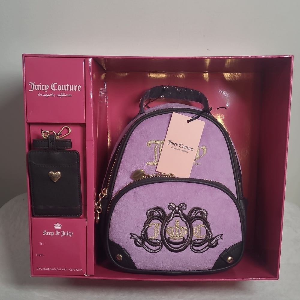 Juicy Couture Purple and Black Backpack with Penguin Design